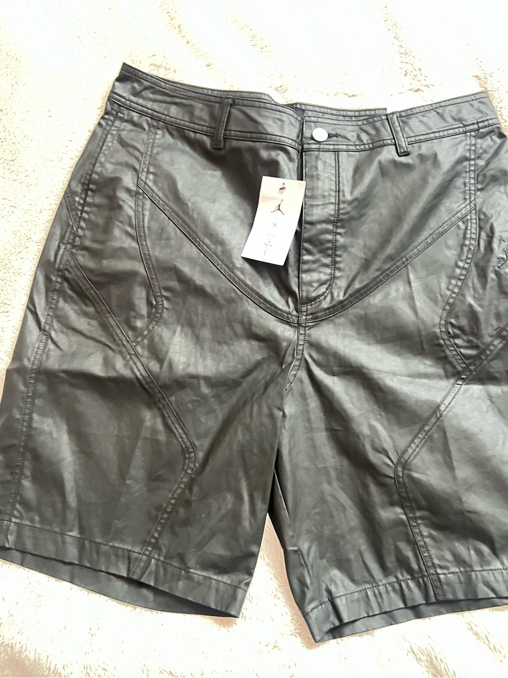 Jordan Black Faux Leather Flat Front Men's Shorts